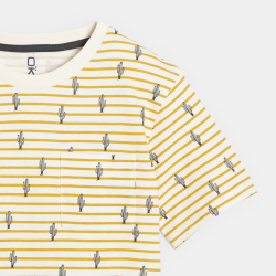 تيشيرت أصفر مقلم مطبوع للأولاد